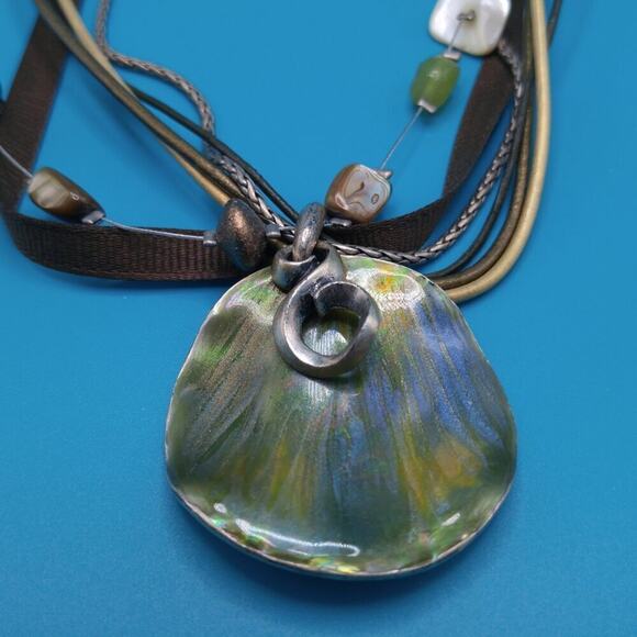 Chico's Beaded Necklace, Gemstones Shell, 6 Strands, Iridescent Metal, 19 Inches - Picture 9 of 10